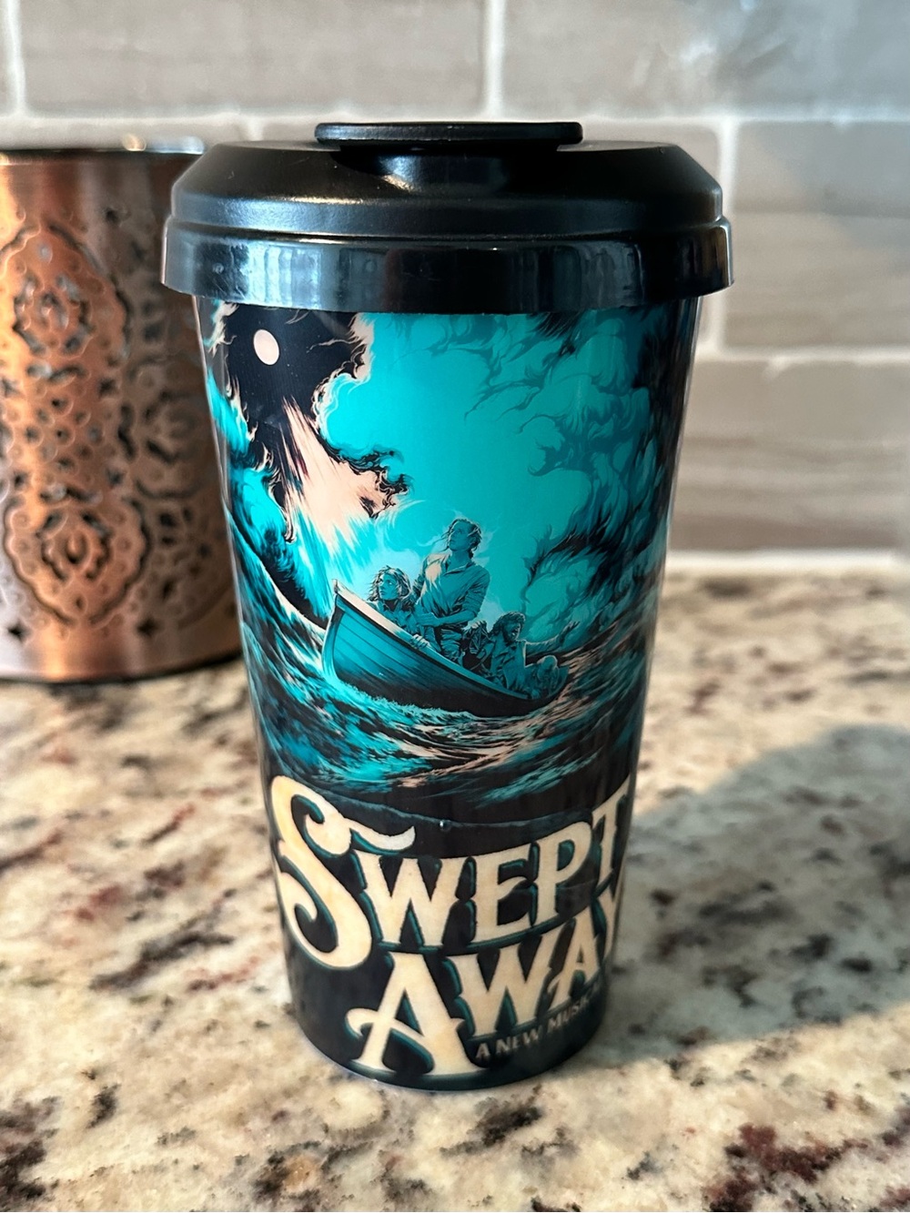 Swept Away Broadway Musical Souvenir Cup 16 oz BPA Free Lika Cup Company